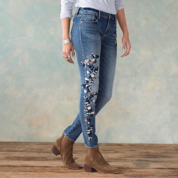 DRIFTWOOD Denim - Driftwood Jackie Floral Bird Embroidered Boho Skinny Jeans